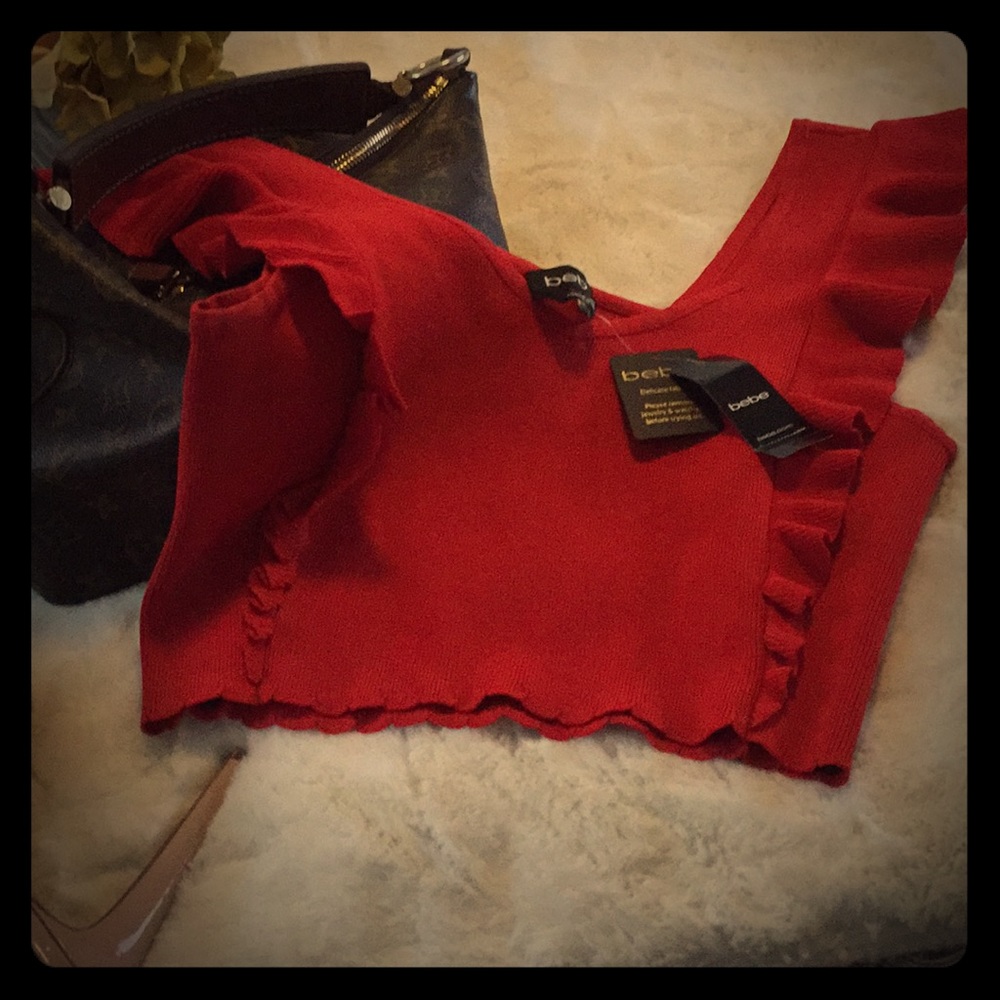 Bebe ruffle half shirt NWT